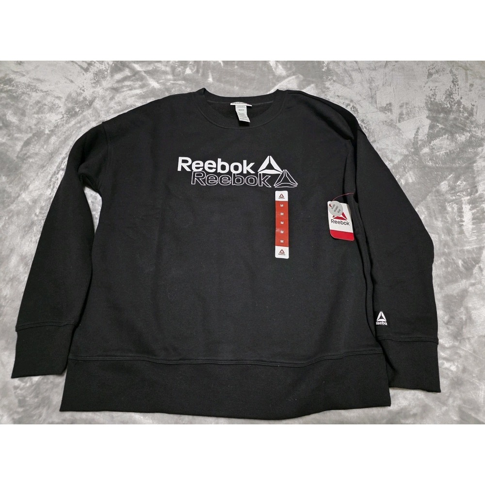Reebok unisex Medium Fleece Sweatshirt Black Classic Casual Crewneck NEW